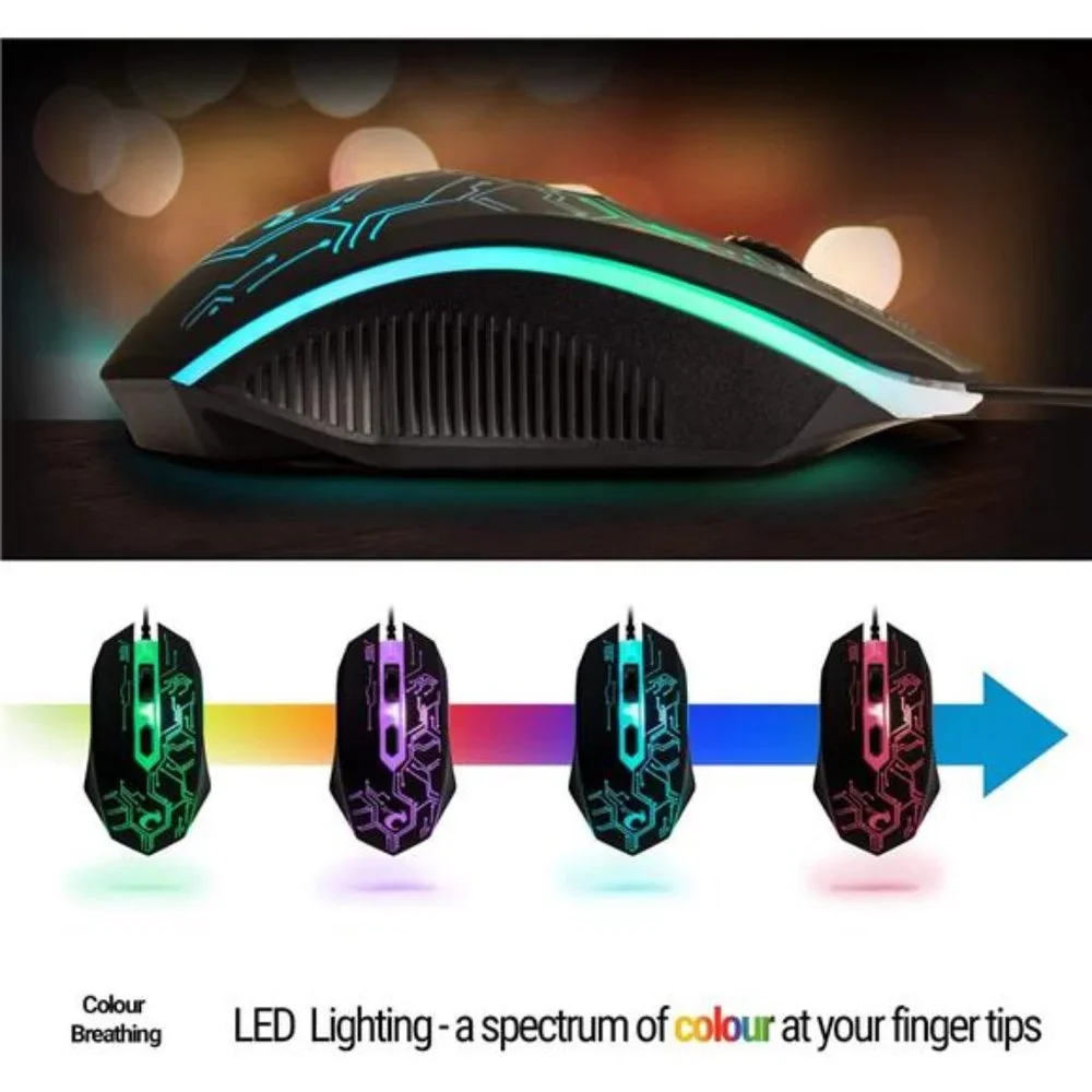Gaming Keyboard and Mouse and Mouse pad & Gaming Headset,Wired LED RGB Backlight